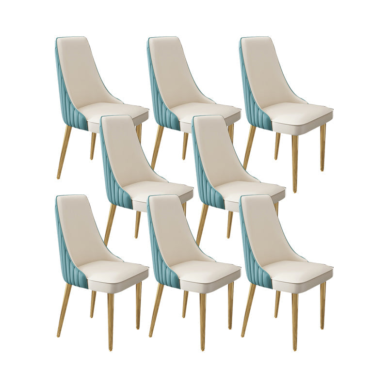 Glam Style Side Chair Leather Parsons Back Dining Chair for Home Blue-White 8 Piece Set Clearhalo 'Dining Chairs' 'Dining Tables & Seating' 'dining_chair' 'furn' 'furn_dining_chair' 'Furniture' 'Kitchen & Dining Furniture' 7013921