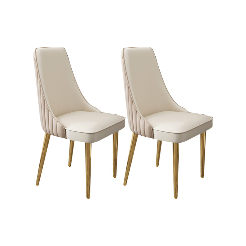 Glam Style Side Chair Leather Parsons Back Dining Chair for Home Khaki-White 2 Piece Set Clearhalo 'Dining Chairs' 'Dining Tables & Seating' 'dining_chair' 'furn' 'furn_dining_chair' 'Furniture' 'Kitchen & Dining Furniture' 7013922