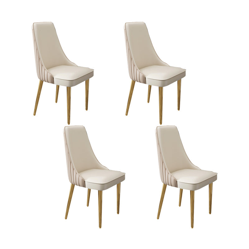 Glam Style Side Chair Leather Parsons Back Dining Chair for Home Khaki-White 4 Piece Set Clearhalo 'Dining Chairs' 'Dining Tables & Seating' 'dining_chair' 'furn' 'furn_dining_chair' 'Furniture' 'Kitchen & Dining Furniture' 7013923