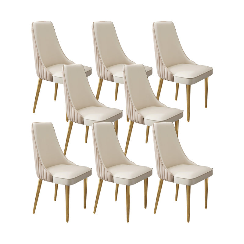 Glam Style Side Chair Leather Parsons Back Dining Chair for Home Khaki-White 8 Piece Set Clearhalo 'Dining Chairs' 'Dining Tables & Seating' 'dining_chair' 'furn' 'furn_dining_chair' 'Furniture' 'Kitchen & Dining Furniture' 7013925