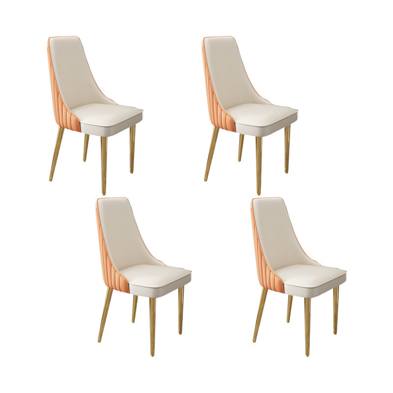 Glam Style Side Chair Leather Parsons Back Dining Chair for Home Orange White 4 Piece Set Clearhalo 'Dining Chairs' 'Dining Tables & Seating' 'dining_chair' 'furn' 'furn_dining_chair' 'Furniture' 'Kitchen & Dining Furniture' 7013927