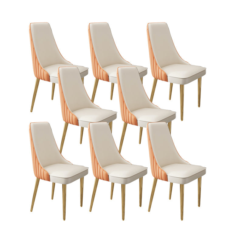 Glam Style Side Chair Leather Parsons Back Dining Chair for Home Orange White 8 Piece Set Clearhalo 'Dining Chairs' 'Dining Tables & Seating' 'dining_chair' 'furn' 'furn_dining_chair' 'Furniture' 'Kitchen & Dining Furniture' 7013929