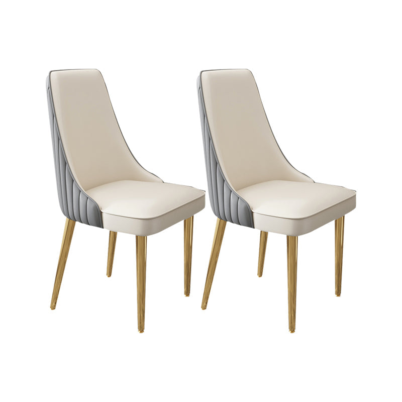 Glam Style Side Chair Leather Parsons Back Dining Chair for Home Gray-White 2 Piece Set Clearhalo 'Dining Chairs' 'Dining Tables & Seating' 'dining_chair' 'furn' 'furn_dining_chair' 'Furniture' 'Kitchen & Dining Furniture' 7013930