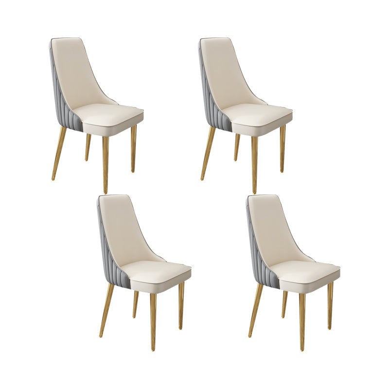 Glam Style Side Chair Leather Parsons Back Dining Chair for Home Gray-White 4 Piece Set Clearhalo 'Dining Chairs' 'Dining Tables & Seating' 'dining_chair' 'furn' 'furn_dining_chair' 'Furniture' 'Kitchen & Dining Furniture' 7013931