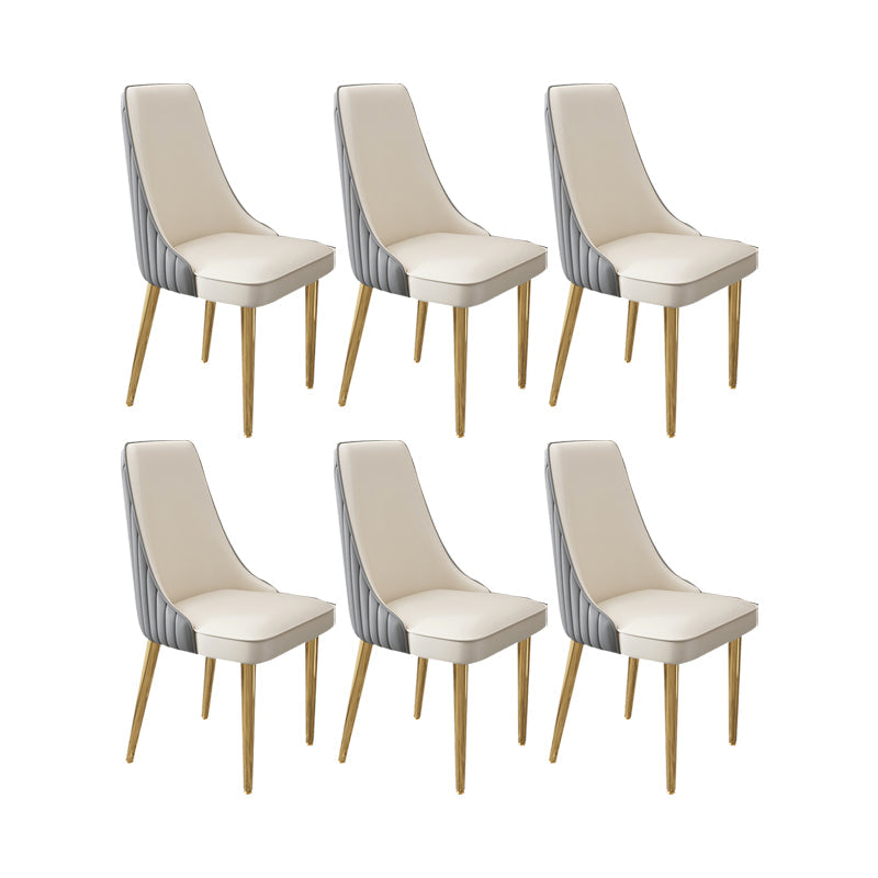 Glam Style Side Chair Leather Parsons Back Dining Chair for Home Gray-White 6 Piece Set Clearhalo 'Dining Chairs' 'Dining Tables & Seating' 'dining_chair' 'furn' 'furn_dining_chair' 'Furniture' 'Kitchen & Dining Furniture' 7013932