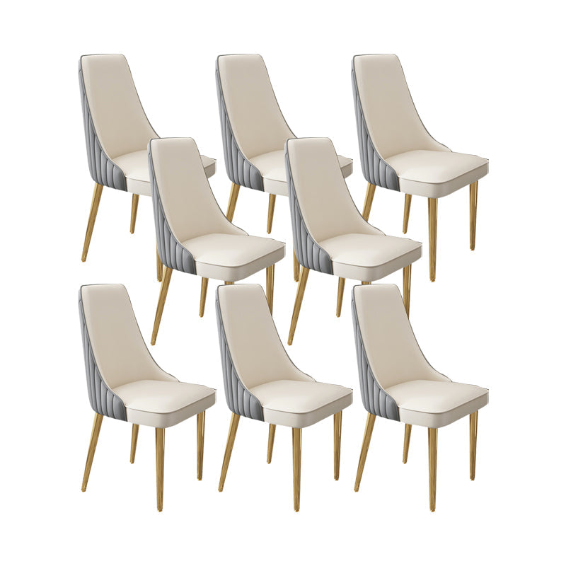 Glam Style Side Chair Leather Parsons Back Dining Chair for Home Gray-White 8 Piece Set Clearhalo 'Dining Chairs' 'Dining Tables & Seating' 'dining_chair' 'furn' 'furn_dining_chair' 'Furniture' 'Kitchen & Dining Furniture' 7013933