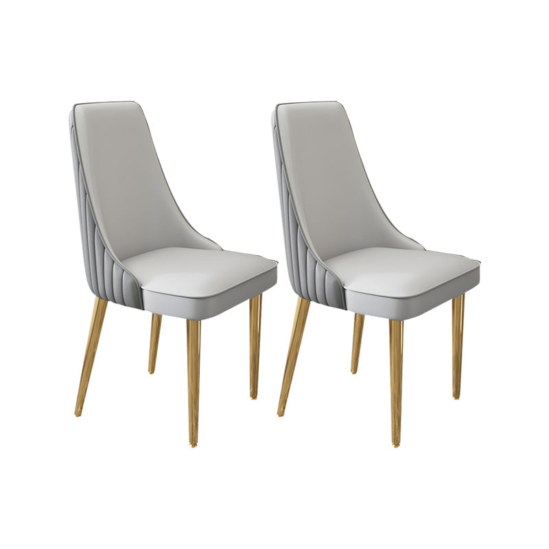 Glam Style Side Chair Leather Parsons Back Dining Chair for Home Dark Grey Light Grey 2 Piece Set Clearhalo 'Dining Chairs' 'Dining Tables & Seating' 'dining_chair' 'furn' 'furn_dining_chair' 'Furniture' 'Kitchen & Dining Furniture' 7013934