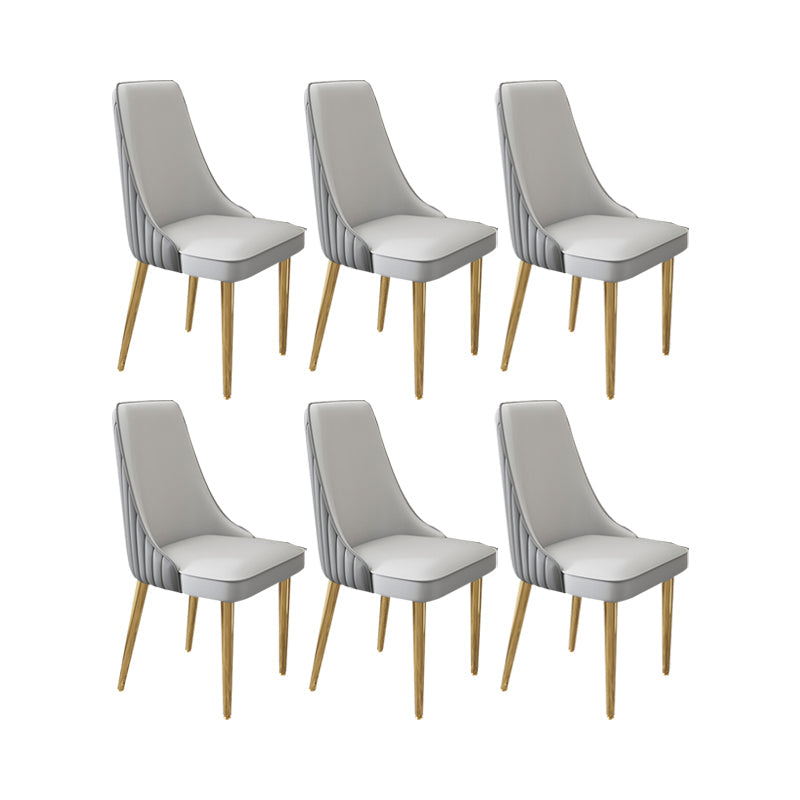 Glam Style Side Chair Leather Parsons Back Dining Chair for Home Dark Grey Light Grey 6 Piece Set Clearhalo 'Dining Chairs' 'Dining Tables & Seating' 'dining_chair' 'furn' 'furn_dining_chair' 'Furniture' 'Kitchen & Dining Furniture' 7013936