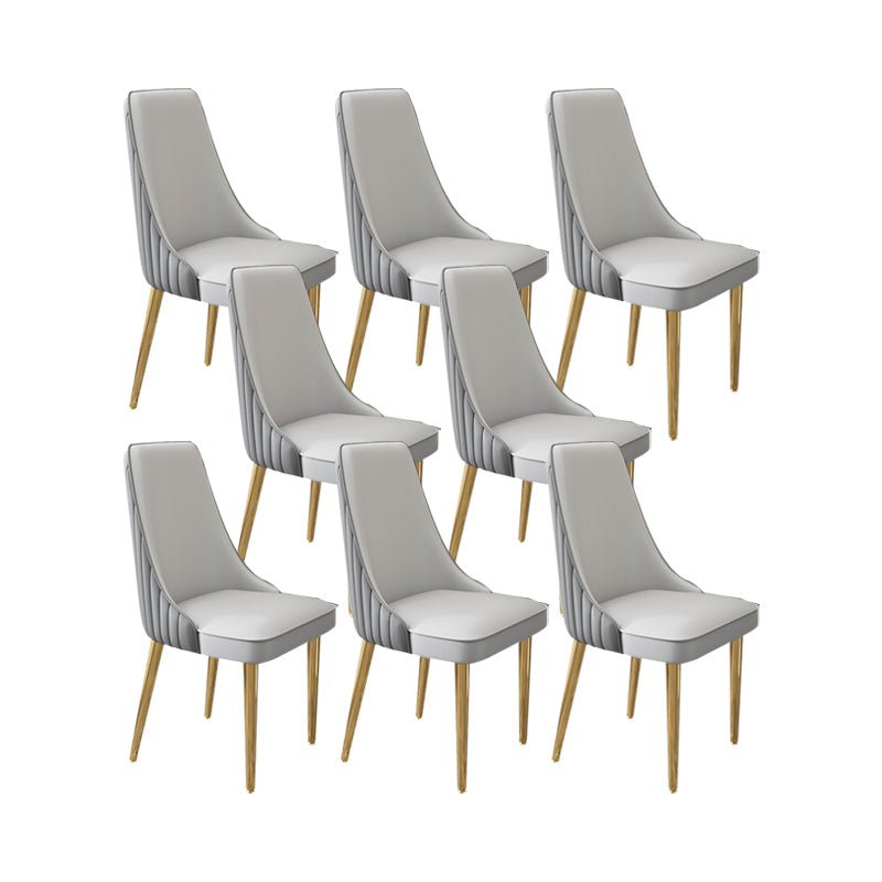 Glam Style Side Chair Leather Parsons Back Dining Chair for Home Dark Grey Light Grey 8 Piece Set Clearhalo 'Dining Chairs' 'Dining Tables & Seating' 'dining_chair' 'furn' 'furn_dining_chair' 'Furniture' 'Kitchen & Dining Furniture' 7013937
