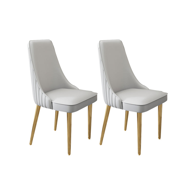 Glam Style Side Chair Leather Parsons Back Dining Chair for Home Light Gray 2 Piece Set Clearhalo 'Dining Chairs' 'Dining Tables & Seating' 'dining_chair' 'furn' 'furn_dining_chair' 'Furniture' 'Kitchen & Dining Furniture' 7013938