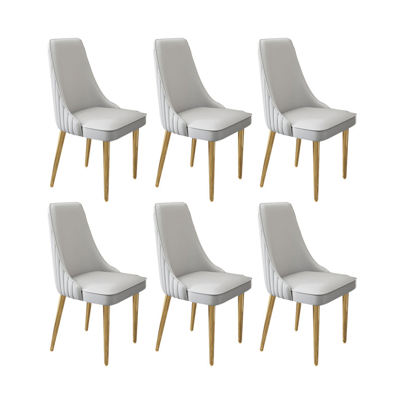 Glam Style Side Chair Leather Parsons Back Dining Chair for Home Light Gray 6 Piece Set Clearhalo 'Dining Chairs' 'Dining Tables & Seating' 'dining_chair' 'furn' 'furn_dining_chair' 'Furniture' 'Kitchen & Dining Furniture' 7013940