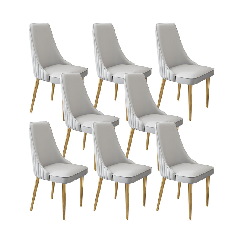 Glam Style Side Chair Leather Parsons Back Dining Chair for Home Light Gray 8 Piece Set Clearhalo 'Dining Chairs' 'Dining Tables & Seating' 'dining_chair' 'furn' 'furn_dining_chair' 'Furniture' 'Kitchen & Dining Furniture' 7013941