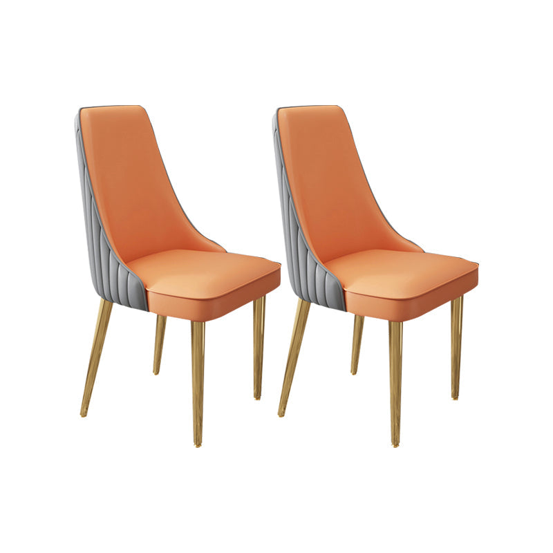 Glam Style Side Chair Leather Parsons Back Dining Chair for Home Gray-Orange 2 Piece Set Clearhalo 'Dining Chairs' 'Dining Tables & Seating' 'dining_chair' 'furn' 'furn_dining_chair' 'Furniture' 'Kitchen & Dining Furniture' 7013942