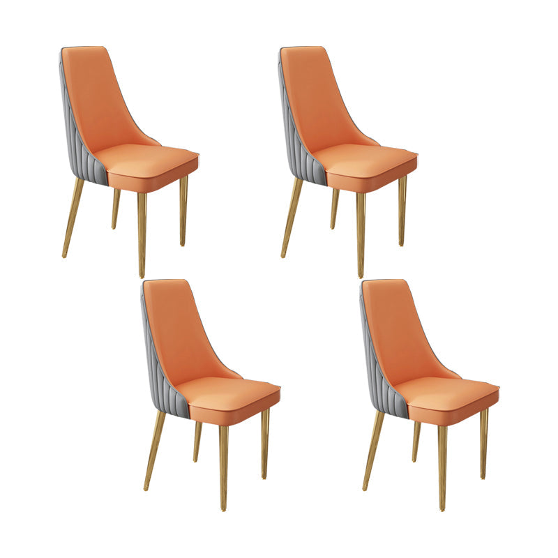 Glam Style Side Chair Leather Parsons Back Dining Chair for Home Gray-Orange 4 Piece Set Clearhalo 'Dining Chairs' 'Dining Tables & Seating' 'dining_chair' 'furn' 'furn_dining_chair' 'Furniture' 'Kitchen & Dining Furniture' 7013943