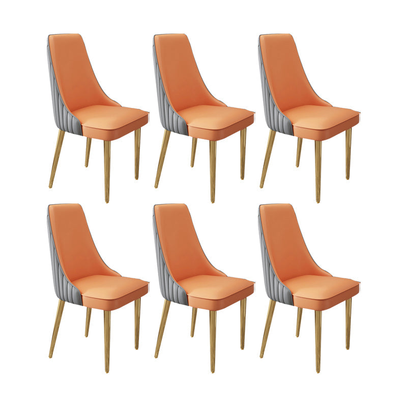 Glam Style Side Chair Leather Parsons Back Dining Chair for Home Gray-Orange 6 Piece Set Clearhalo 'Dining Chairs' 'Dining Tables & Seating' 'dining_chair' 'furn' 'furn_dining_chair' 'Furniture' 'Kitchen & Dining Furniture' 7013944