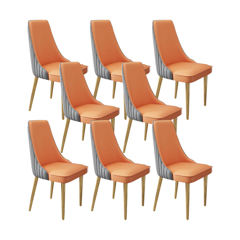 Glam Style Side Chair Leather Parsons Back Dining Chair for Home Gray-Orange 8 Piece Set Clearhalo 'Dining Chairs' 'Dining Tables & Seating' 'dining_chair' 'furn' 'furn_dining_chair' 'Furniture' 'Kitchen & Dining Furniture' 7013945