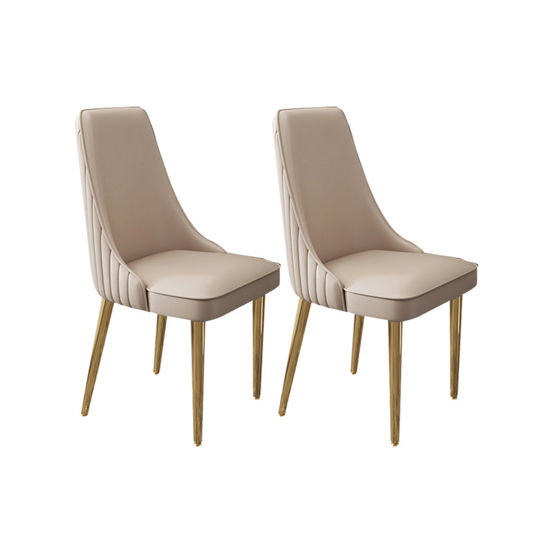 Glam Style Side Chair Leather Parsons Back Dining Chair for Home Khaki 2 Piece Set Clearhalo 'Dining Chairs' 'Dining Tables & Seating' 'dining_chair' 'furn' 'furn_dining_chair' 'Furniture' 'Kitchen & Dining Furniture' 7013946