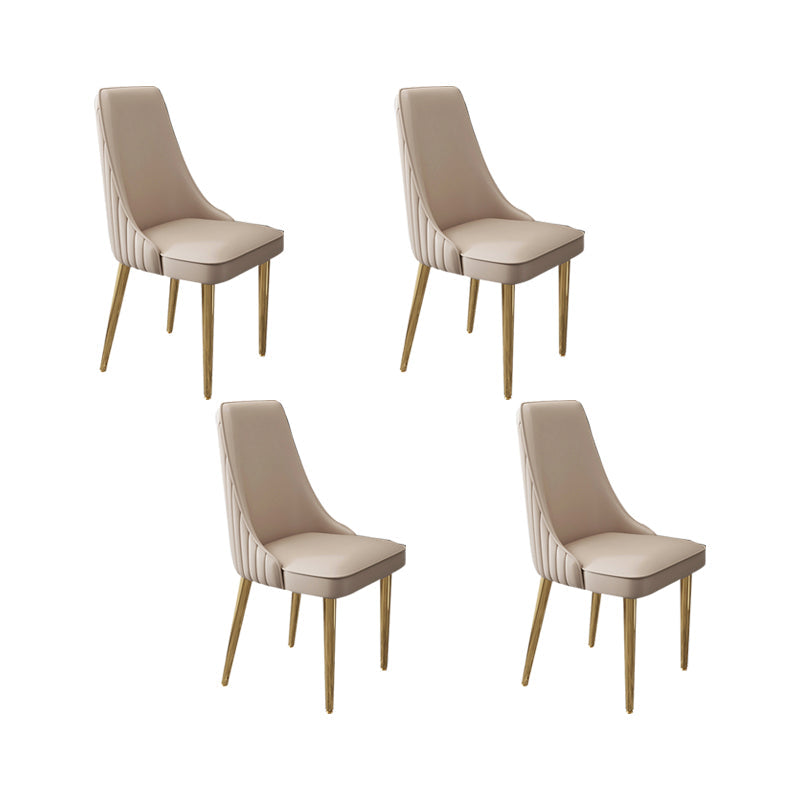 Glam Style Side Chair Leather Parsons Back Dining Chair for Home Khaki 4 Piece Set Clearhalo 'Dining Chairs' 'Dining Tables & Seating' 'dining_chair' 'furn' 'furn_dining_chair' 'Furniture' 'Kitchen & Dining Furniture' 7013947