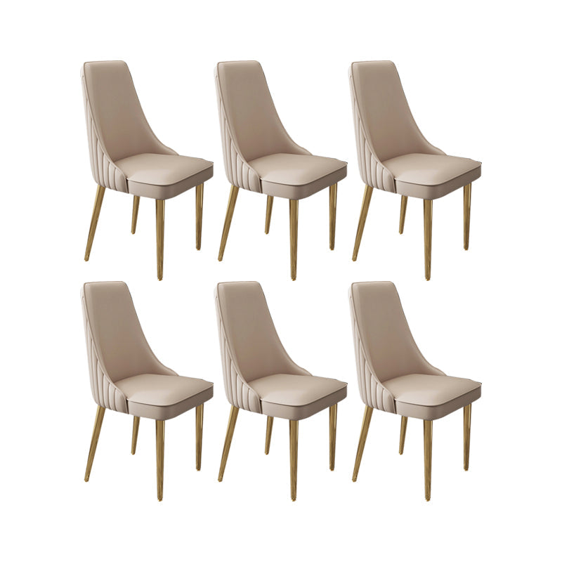 Glam Style Side Chair Leather Parsons Back Dining Chair for Home Khaki 6 Piece Set Clearhalo 'Dining Chairs' 'Dining Tables & Seating' 'dining_chair' 'furn' 'furn_dining_chair' 'Furniture' 'Kitchen & Dining Furniture' 7013948