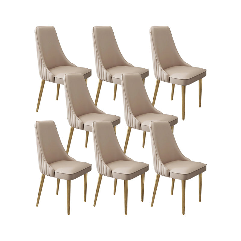 Glam Style Side Chair Leather Parsons Back Dining Chair for Home Khaki 8 Piece Set Clearhalo 'Dining Chairs' 'Dining Tables & Seating' 'dining_chair' 'furn' 'furn_dining_chair' 'Furniture' 'Kitchen & Dining Furniture' 7013949
