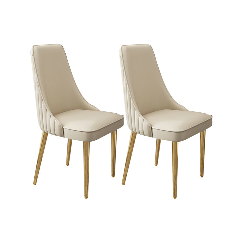 Glam Style Side Chair Leather Parsons Back Dining Chair for Home Yellow 2 Piece Set Clearhalo 'Dining Chairs' 'Dining Tables & Seating' 'dining_chair' 'furn' 'furn_dining_chair' 'Furniture' 'Kitchen & Dining Furniture' 7013950