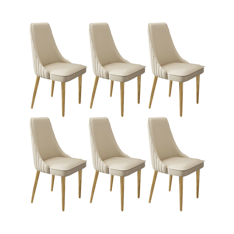 Glam Style Side Chair Leather Parsons Back Dining Chair for Home Yellow 6 Piece Set Clearhalo 'Dining Chairs' 'Dining Tables & Seating' 'dining_chair' 'furn' 'furn_dining_chair' 'Furniture' 'Kitchen & Dining Furniture' 7013952