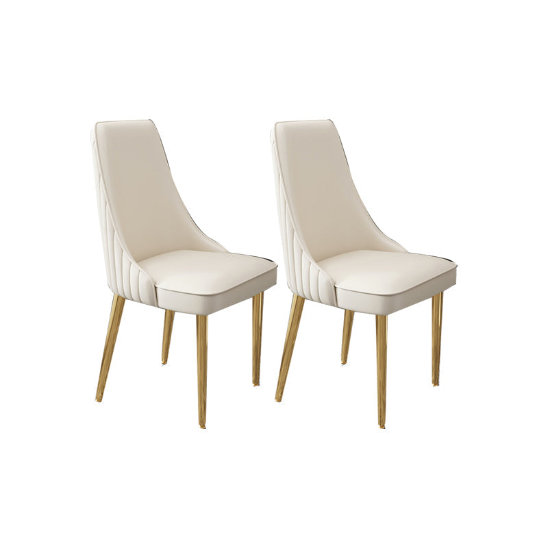 Glam Style Side Chair Leather Parsons Back Dining Chair for Home Off-White 2 Piece Set Clearhalo 'Dining Chairs' 'Dining Tables & Seating' 'dining_chair' 'furn' 'furn_dining_chair' 'Furniture' 'Kitchen & Dining Furniture' 7013954
