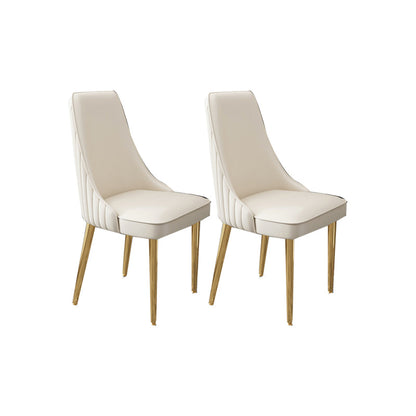 Glam Style Side Chair Leather Parsons Back Dining Chair for Home Off-White 2 Piece Set Clearhalo 'Dining Chairs' 'Dining Tables & Seating' 'dining_chair' 'furn' 'furn_dining_chair' 'Furniture' 'Kitchen & Dining Furniture' 7013954