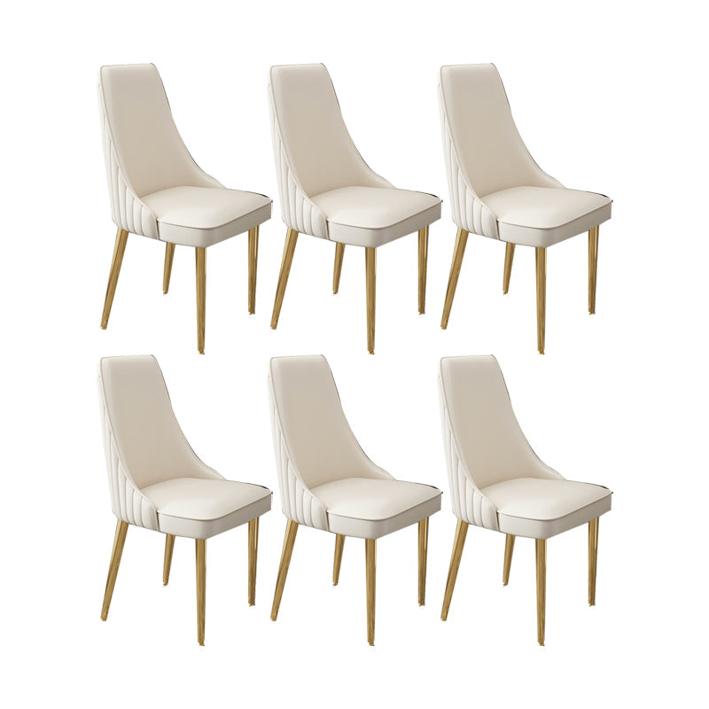 Glam Style Side Chair Leather Parsons Back Dining Chair for Home Off-White 6 Piece Set Clearhalo 'Dining Chairs' 'Dining Tables & Seating' 'dining_chair' 'furn' 'furn_dining_chair' 'Furniture' 'Kitchen & Dining Furniture' 7013956