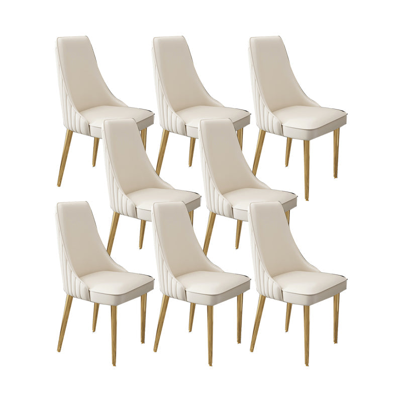 Glam Style Side Chair Leather Parsons Back Dining Chair for Home Off-White 8 Piece Set Clearhalo 'Dining Chairs' 'Dining Tables & Seating' 'dining_chair' 'furn' 'furn_dining_chair' 'Furniture' 'Kitchen & Dining Furniture' 7013957