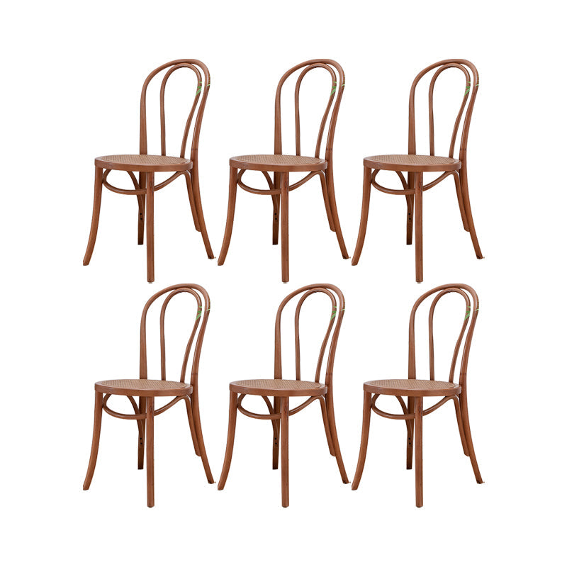 Solid Wood Side Chair Windsor Back Dining Chair for Living Room Walnut Yellow 6 Piece Set Clearhalo 'Dining Chairs' 'Dining Tables & Seating' 'dining_chair' 'furn' 'furn_dining_chair' 'Furniture' 'Kitchen & Dining Furniture' 7013966