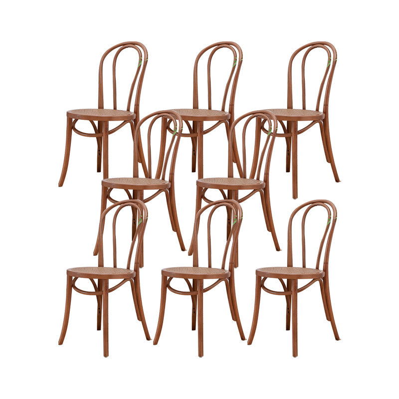 Solid Wood Side Chair Windsor Back Dining Chair for Living Room Walnut Yellow 8 Piece Set Clearhalo 'Dining Chairs' 'Dining Tables & Seating' 'dining_chair' 'furn' 'furn_dining_chair' 'Furniture' 'Kitchen & Dining Furniture' 7013968