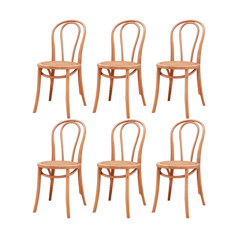 Solid Wood Side Chair Windsor Back Dining Chair for Living Room Brown Yellow 6 Piece Set Clearhalo 'Dining Chairs' 'Dining Tables & Seating' 'dining_chair' 'furn' 'furn_dining_chair' 'Furniture' 'Kitchen & Dining Furniture' 7013982