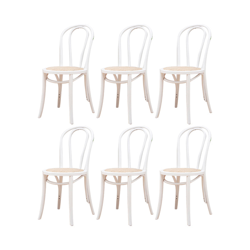 Solid Wood Side Chair Windsor Back Dining Chair for Living Room White-Yellow 6 Piece Set Clearhalo 'Dining Chairs' 'Dining Tables & Seating' 'dining_chair' 'furn' 'furn_dining_chair' 'Furniture' 'Kitchen & Dining Furniture' 7013992