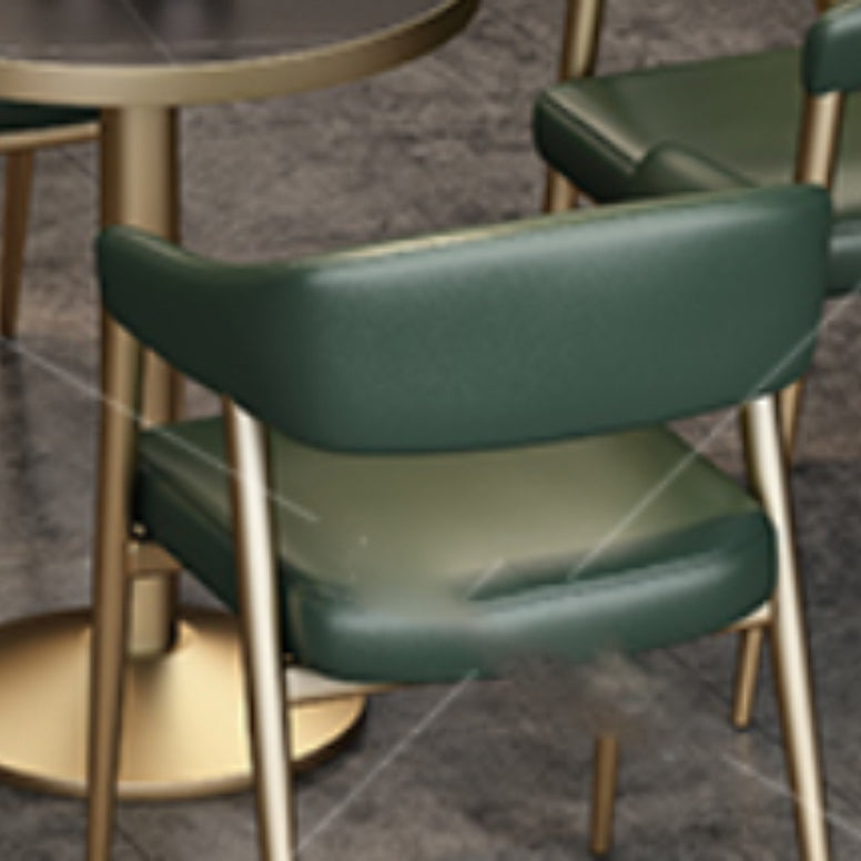 Industrial Faux Leather Chairs Upholstered Arm Chairs with Metal Base