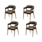 Industrial Faux Leather Chairs Upholstered Arm Chairs with Metal Base