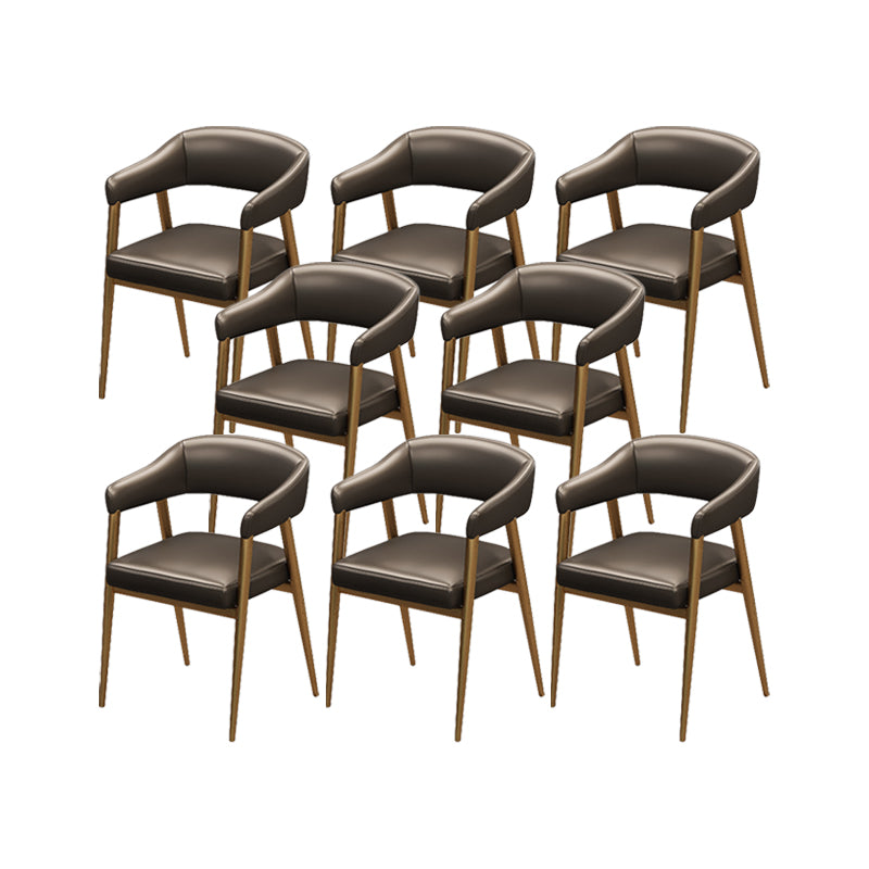 Industrial Faux Leather Chairs Upholstered Arm Chairs with Metal Base