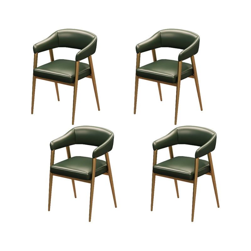 Industrial Faux Leather Chairs Upholstered Arm Chairs with Metal Base