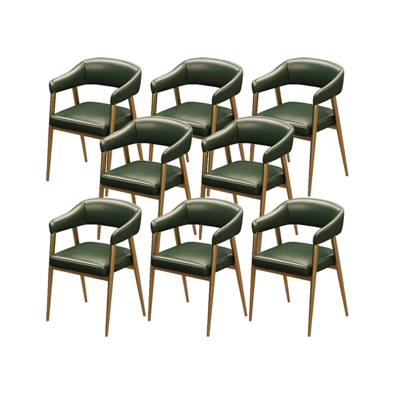 Industrial Faux Leather Chairs Upholstered Arm Chairs with Metal Base