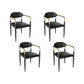 Faux Leather Arm Chairs Upholstered Dining Chairs with Metal Base