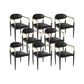 Faux Leather Arm Chairs Upholstered Dining Chairs with Metal Base