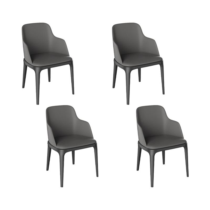 Faux Leather Arm Chairs Upholstered Dining Chairs with Metal Base