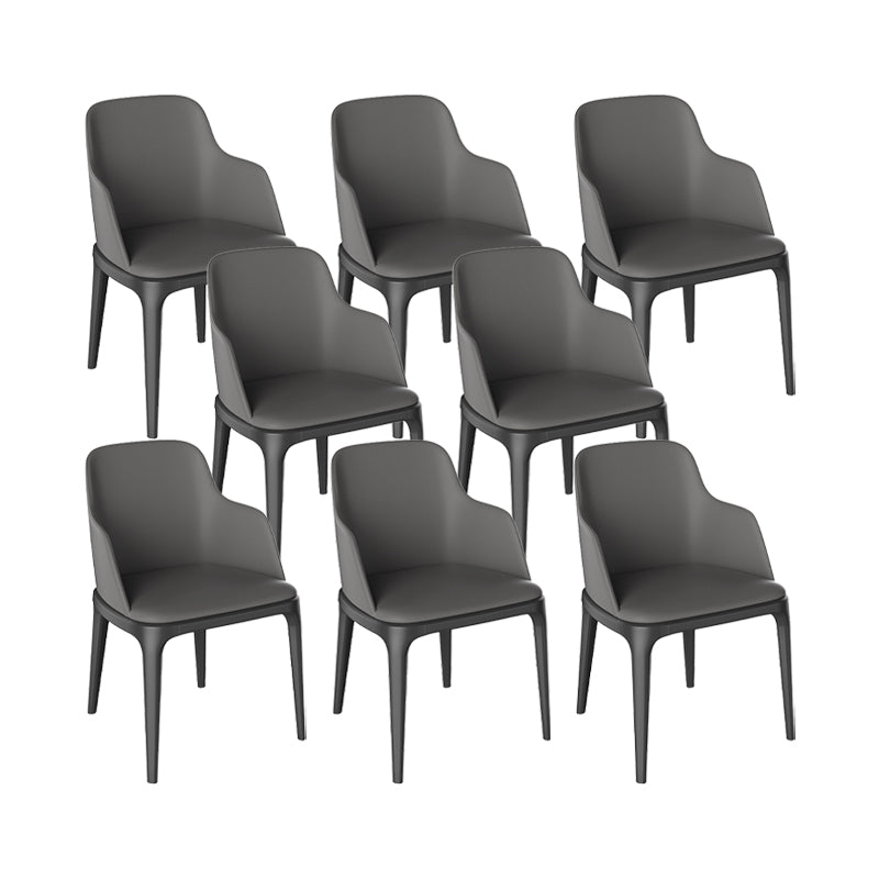 Faux Leather Arm Chairs Upholstered Dining Chairs with Metal Base