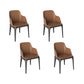 Faux Leather Arm Chairs Upholstered Dining Chairs with Metal Base