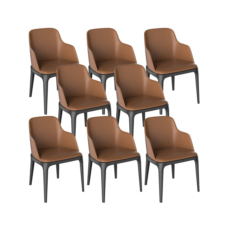 Faux Leather Arm Chairs Upholstered Dining Chairs with Metal Base