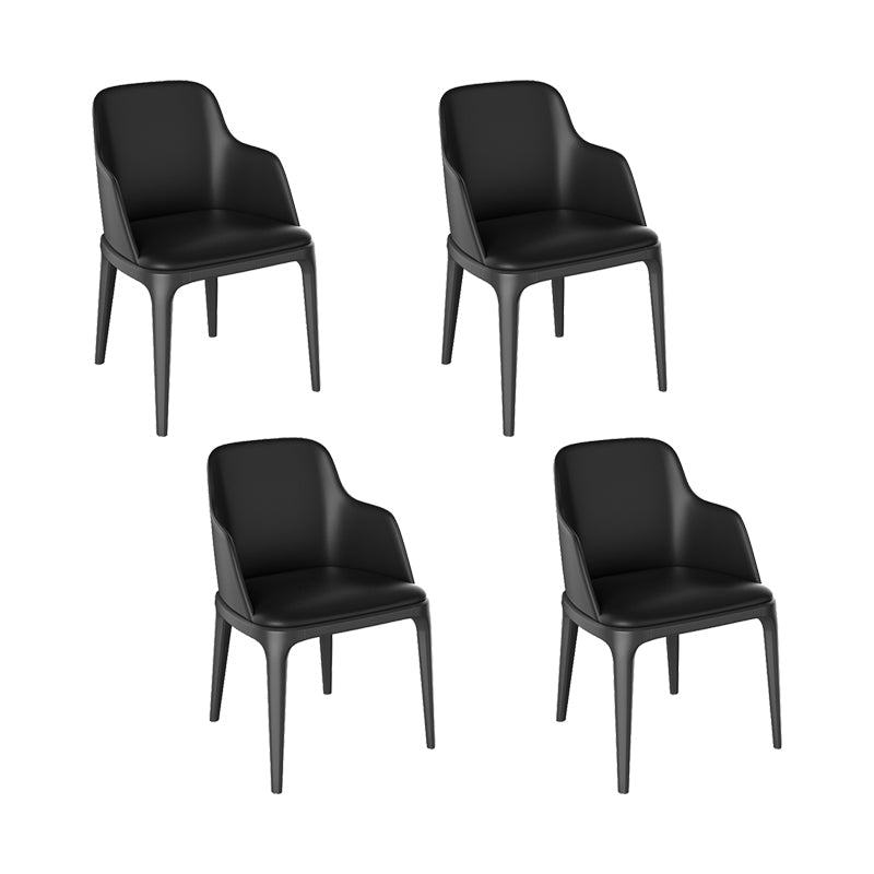 Faux Leather Arm Chairs Upholstered Dining Chairs with Metal Base