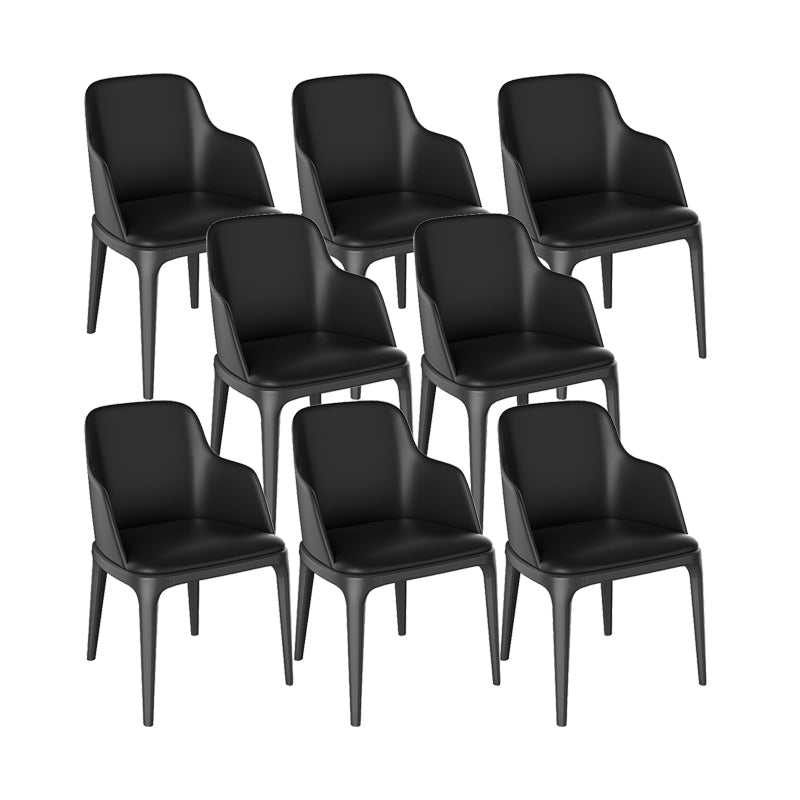 Faux Leather Arm Chairs Upholstered Dining Chairs with Metal Base