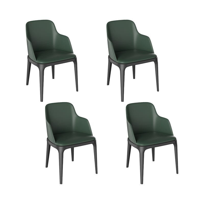 Faux Leather Arm Chairs Upholstered Dining Chairs with Metal Base
