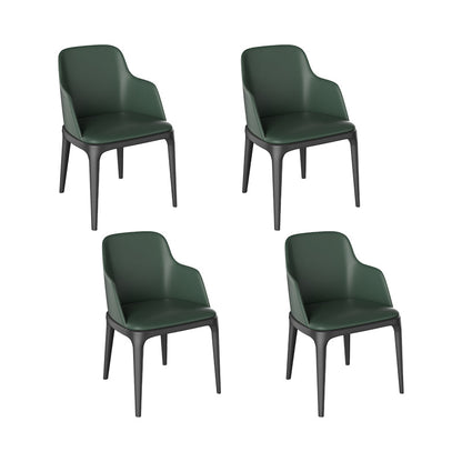 Faux Leather Arm Chairs Upholstered Dining Chairs with Metal Base