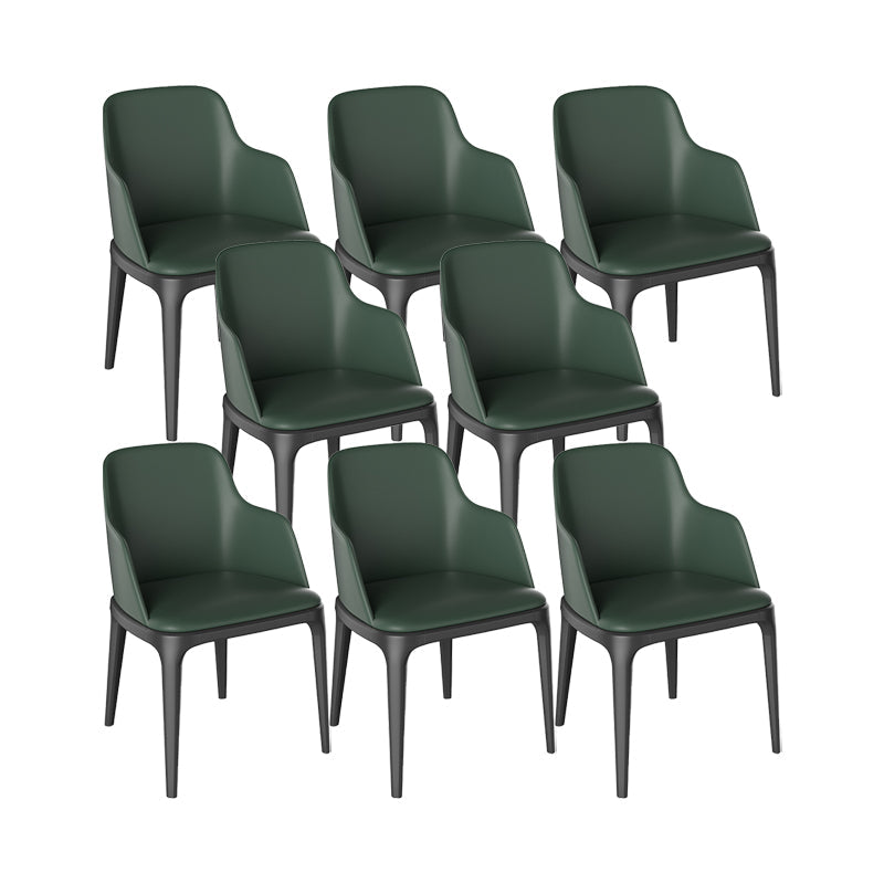 Faux Leather Arm Chairs Upholstered Dining Chairs with Metal Base